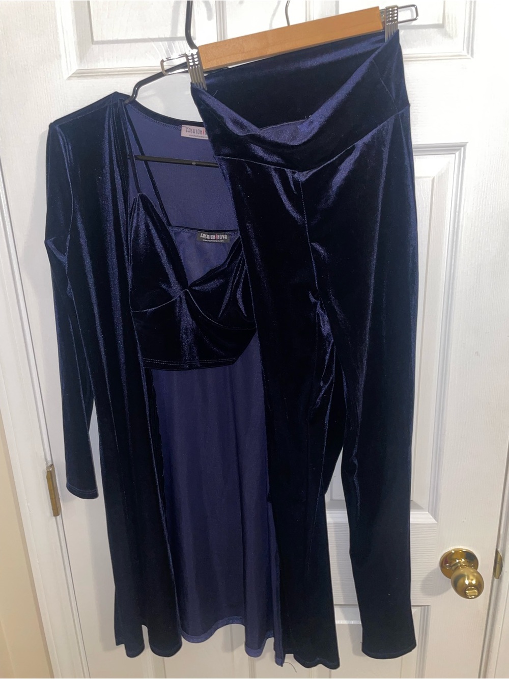 Fashion Nova Navy Velvet 3-Piece Set